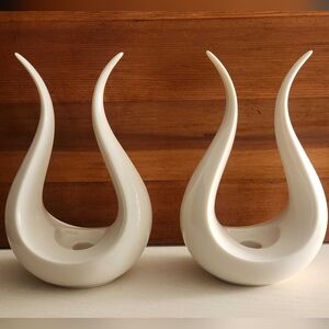 Vintage Lenox Sculptural Candle Holders Set of 2 | Mid Century Modern Decor